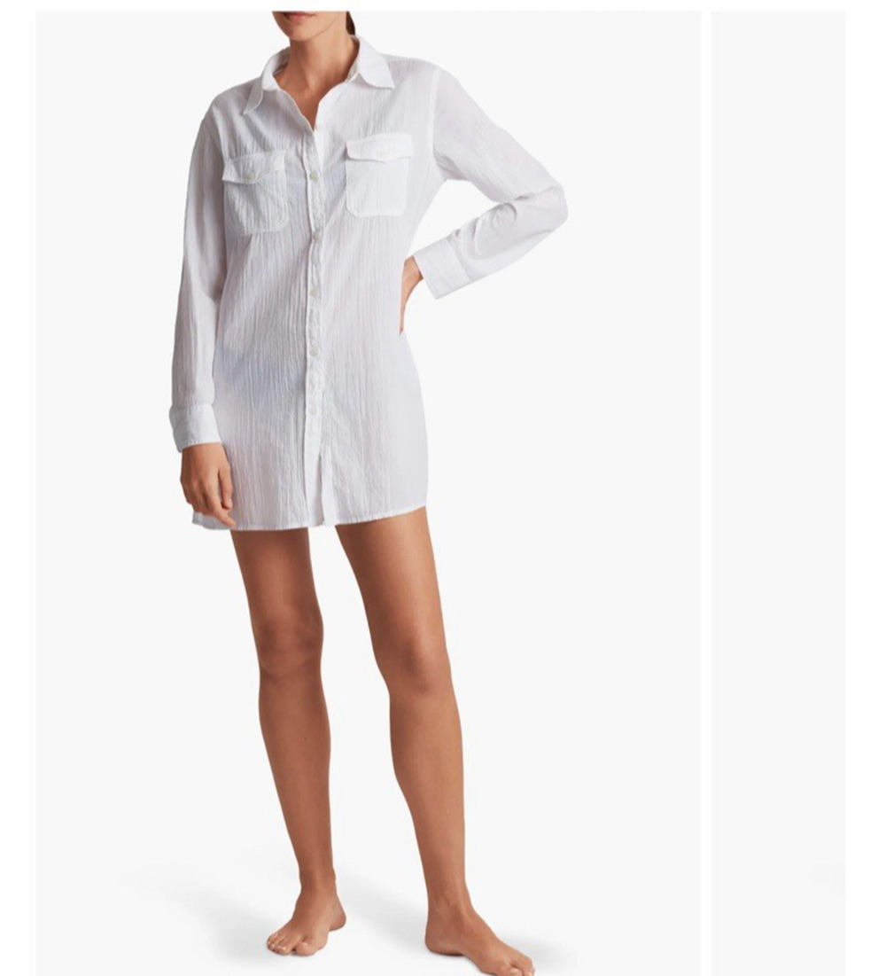Ralph Lauren LRL Tunic Womens Small 6 Crushed Cotton Camp Shirt Swim Cover Up